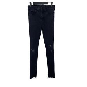 Rag & Bone Womens Jeans Size 28 Denim Black Distressed High Rise Skinny Leg